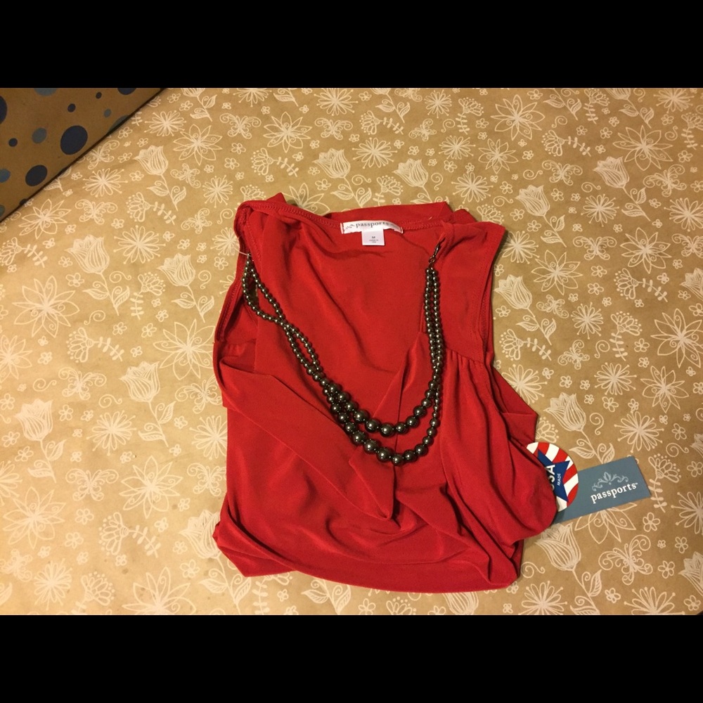 NWT RED TANK WITH NECKLACE ATTACHMENT